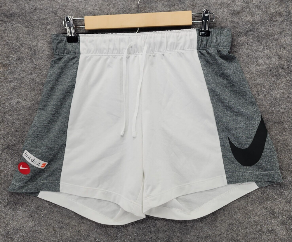 Nike Shorts Womens Small Dri Fit White Gray Athletic Just Do It